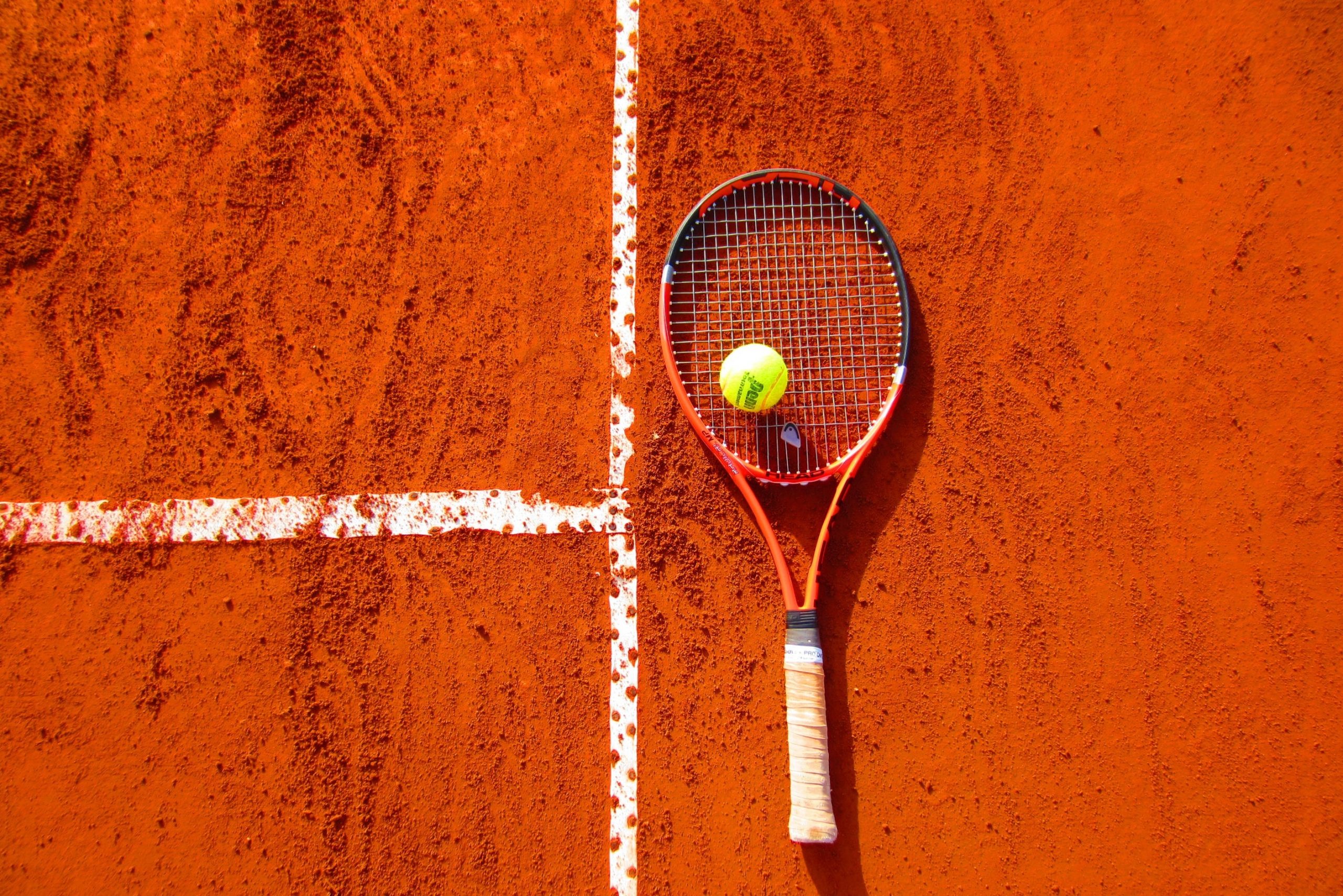 tennis court racket ball